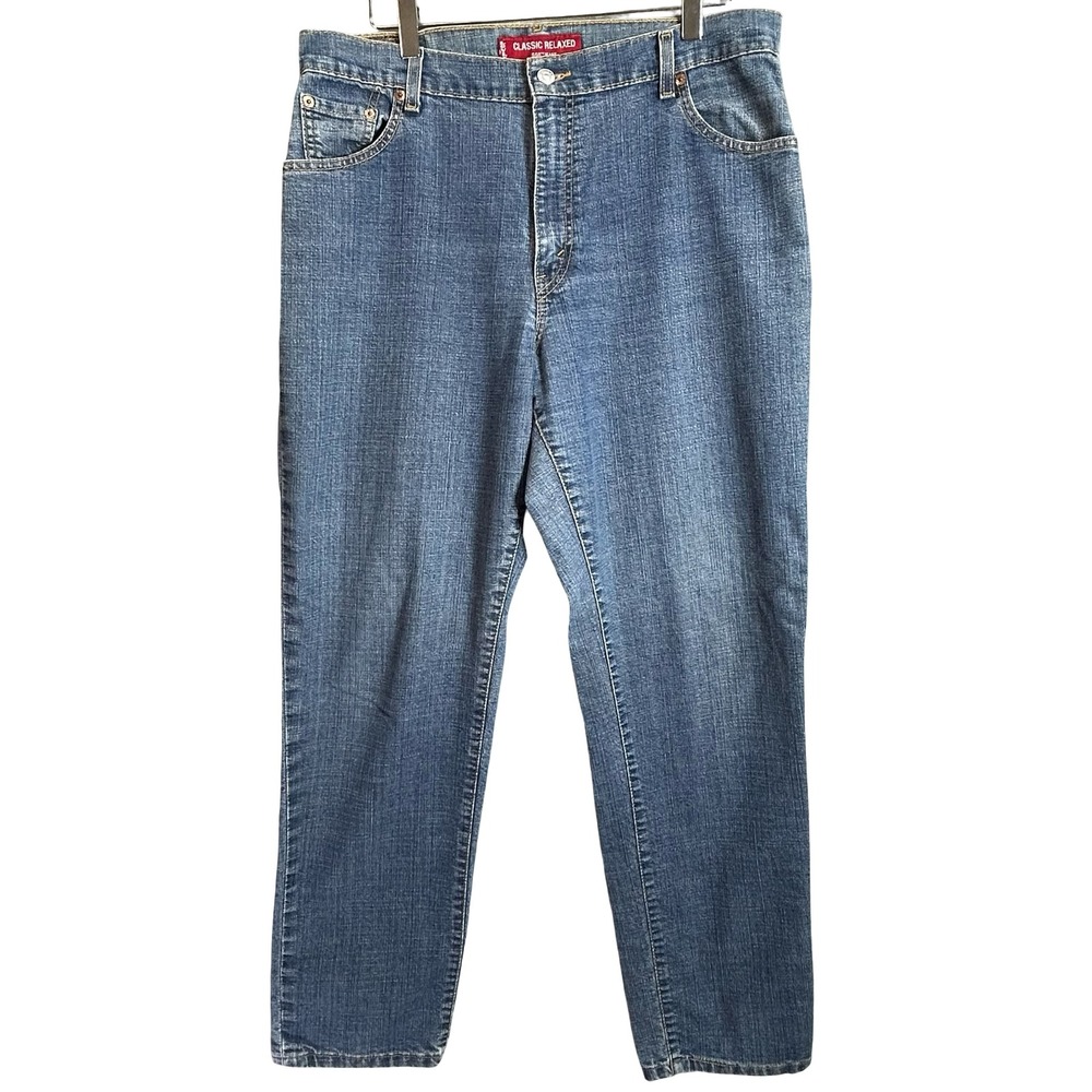 Vintage Y2K Levis 550 Relaxed Fit Tapered Jeans Womens 14 High Waist Medium Blue